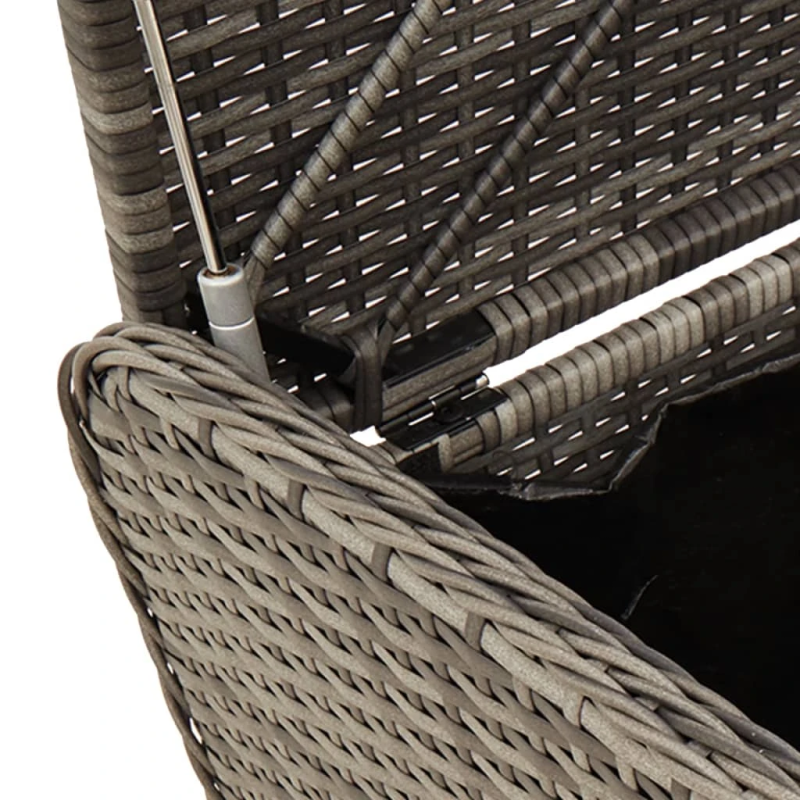 vidaXL sols-mantu kaste ar matraci, 115x51x52cm, pelēka PE rotangpalma