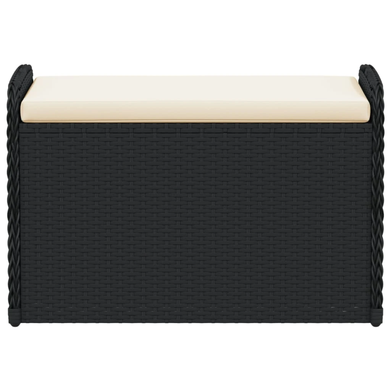 vidaXL sols-mantu kaste ar matraci, 80x51x52 cm, melna PE rotangpalma