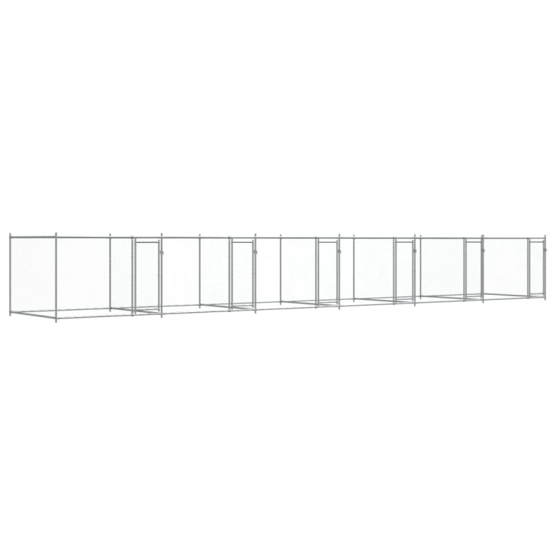 vidaXL suņu būris ar durvīm, pelēks, 12x2x1,5 m, cinkots tērauds