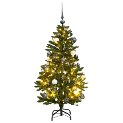 vidaXL mākslīgā Ziemassvētku egle, bumbiņu komplekts, 120 cm, 150 LED
