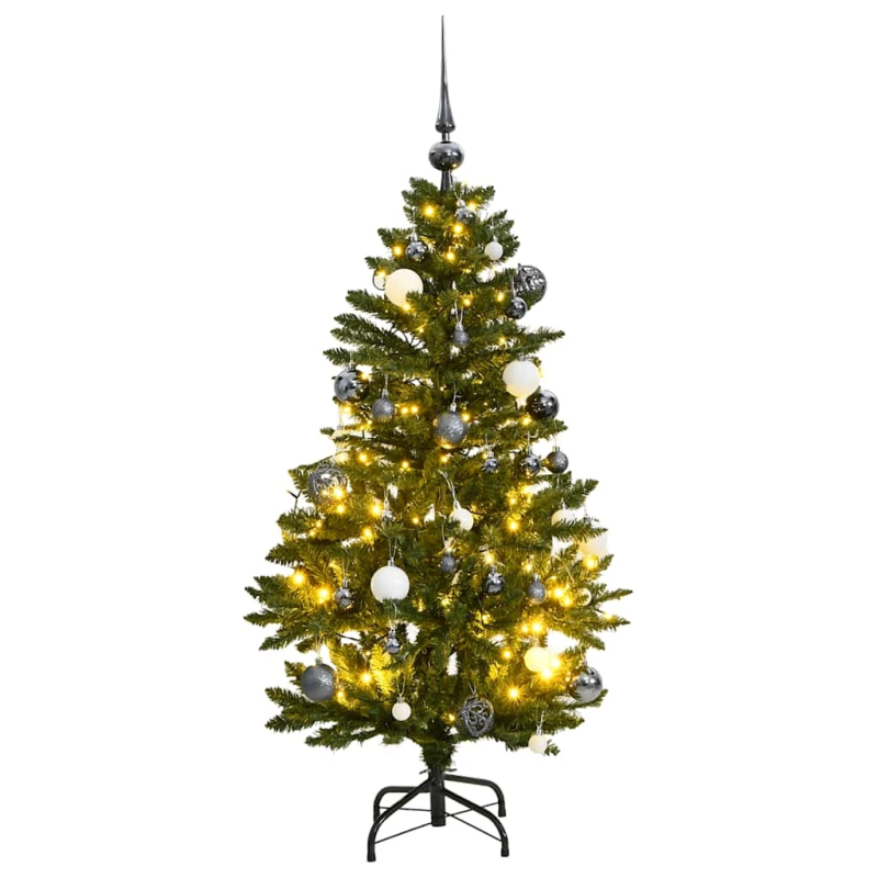 vidaXL mākslīgā Ziemassvētku egle, bumbiņu komplekts, 150 cm, 150 LED