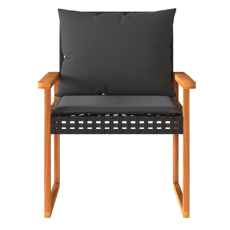 vidaXL 3-daļīgs bistro mēbeļu komplekts, melna PE rotangpalma, akācija