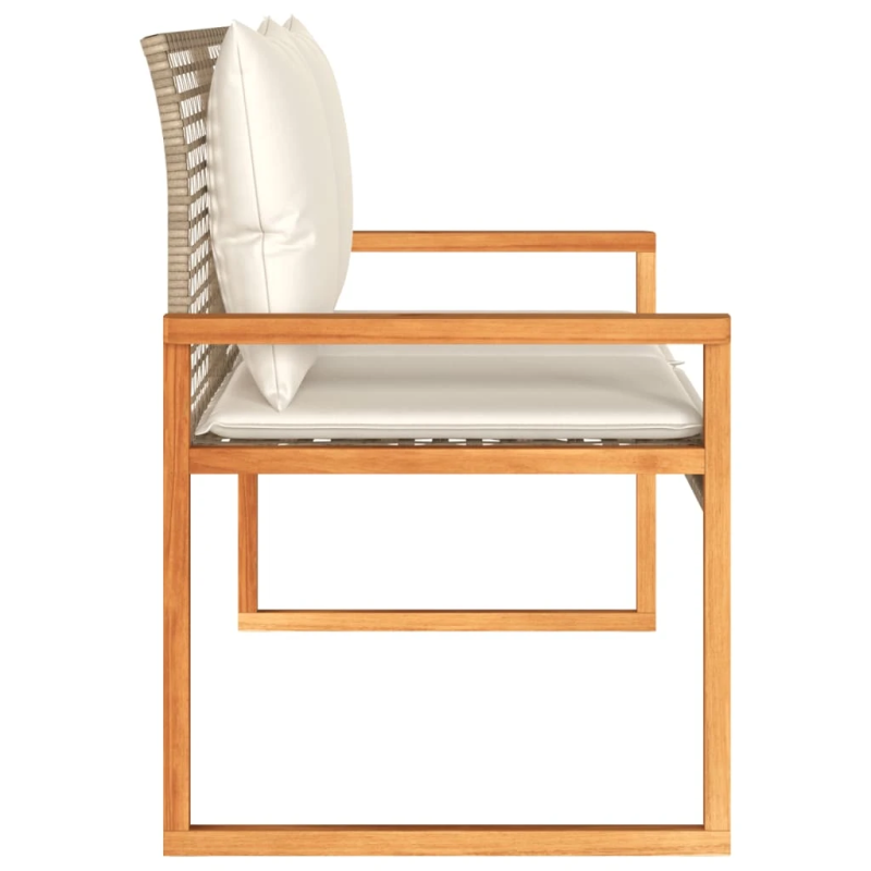 vidaXL dārza sols ar matraci, bēša PE rotangpalma, akācijas koks