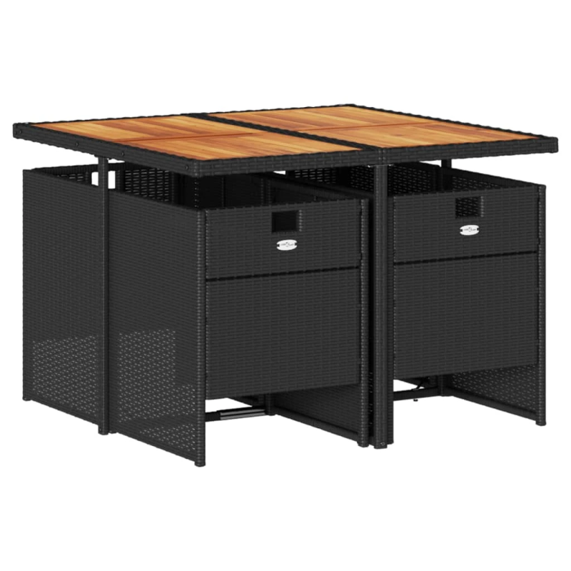 vidaXL 5-daļīgs dārza mēbeļu komplekts, matrači, melna PE rotangpalma