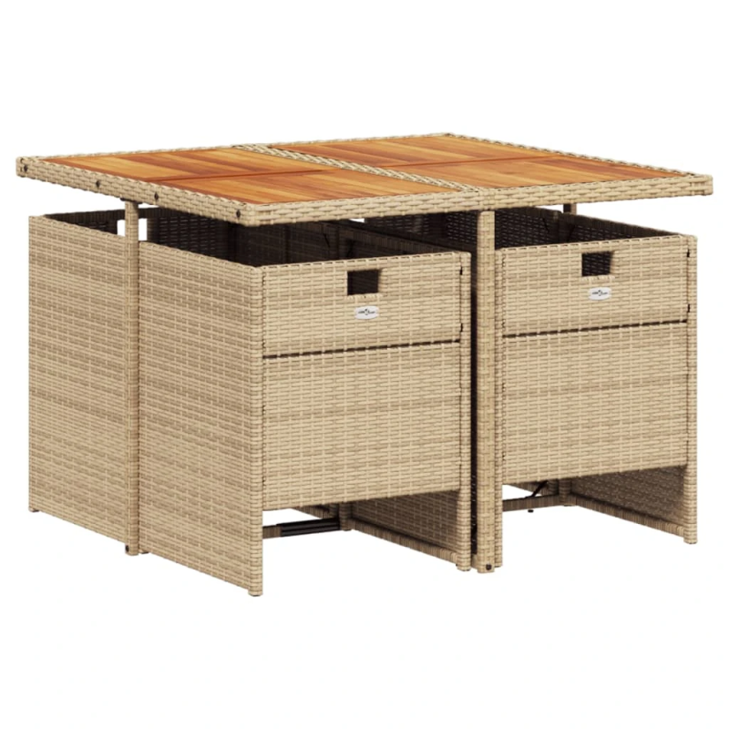 vidaXL 5-daļīgs dārza mēbeļu komplekts, matrači, bēša PE rotangpalma