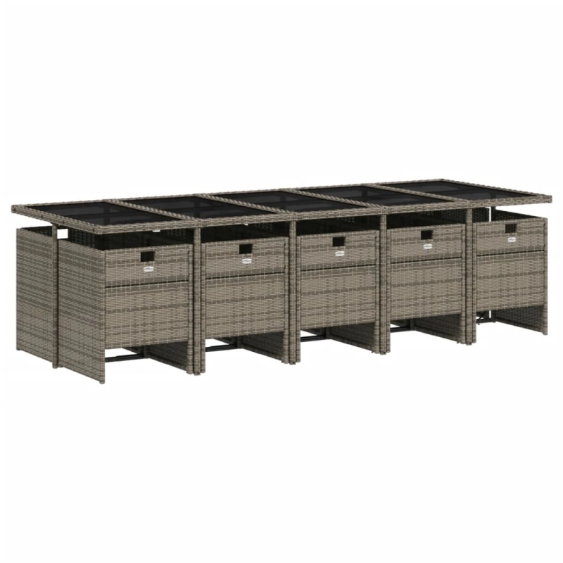 vidaXL 11-daļīgs dārza mēbeļu komplekts ar matračiem, PE rotangpalma