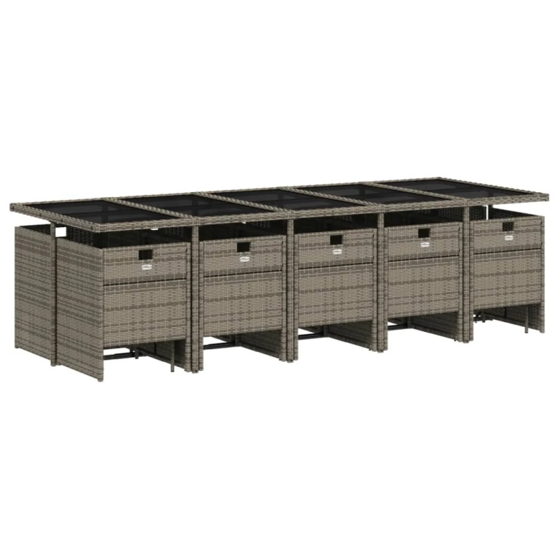 vidaXL 15-daļīgs dārza mēbeļu komplekts ar matračiem, PE rotangpalma