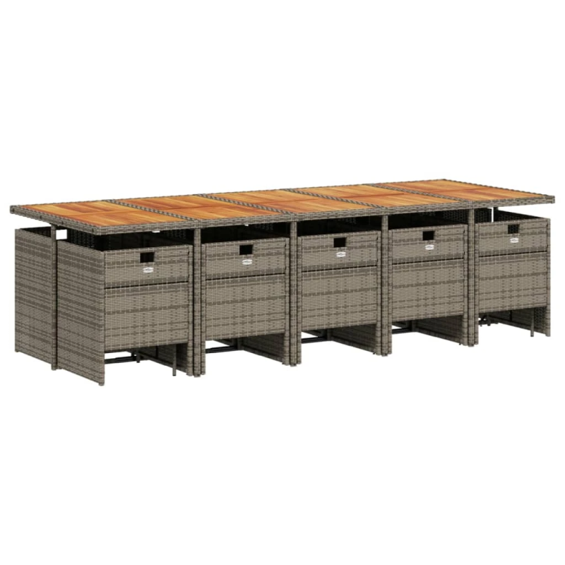 vidaXL 15-daļīgs dārza mēbeļu komplekts ar matračiem, PE rotangpalma