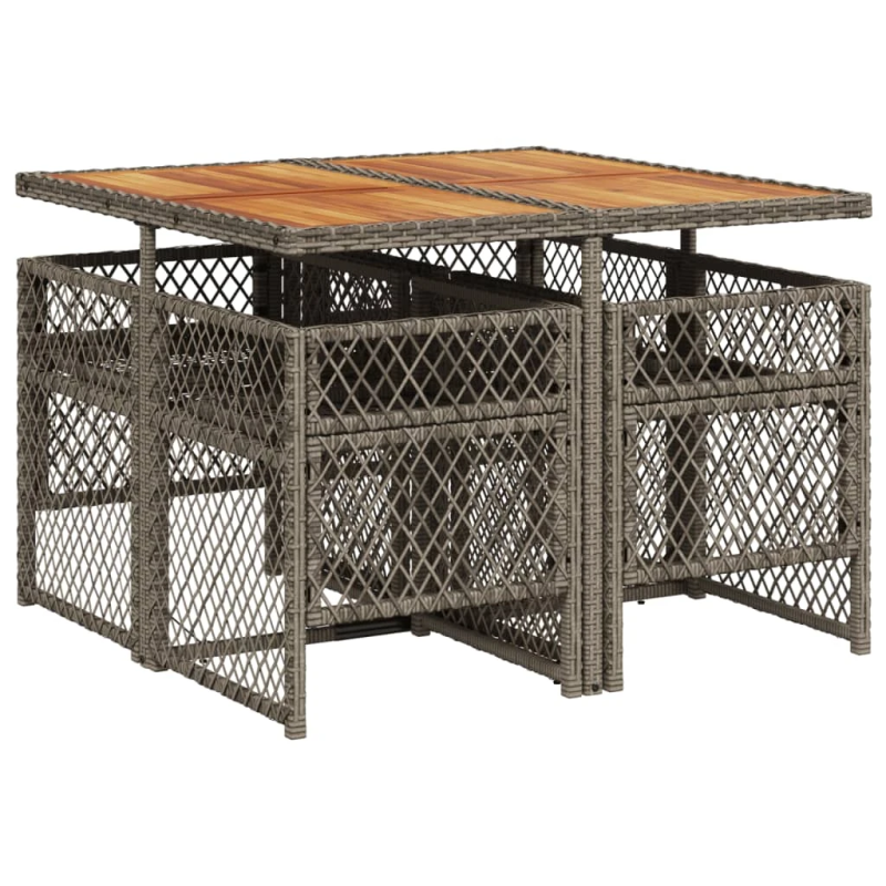 vidaXL 5-daļīgs dārza mēbeļu komplekts, matrači, pelēka PE rotangpalma