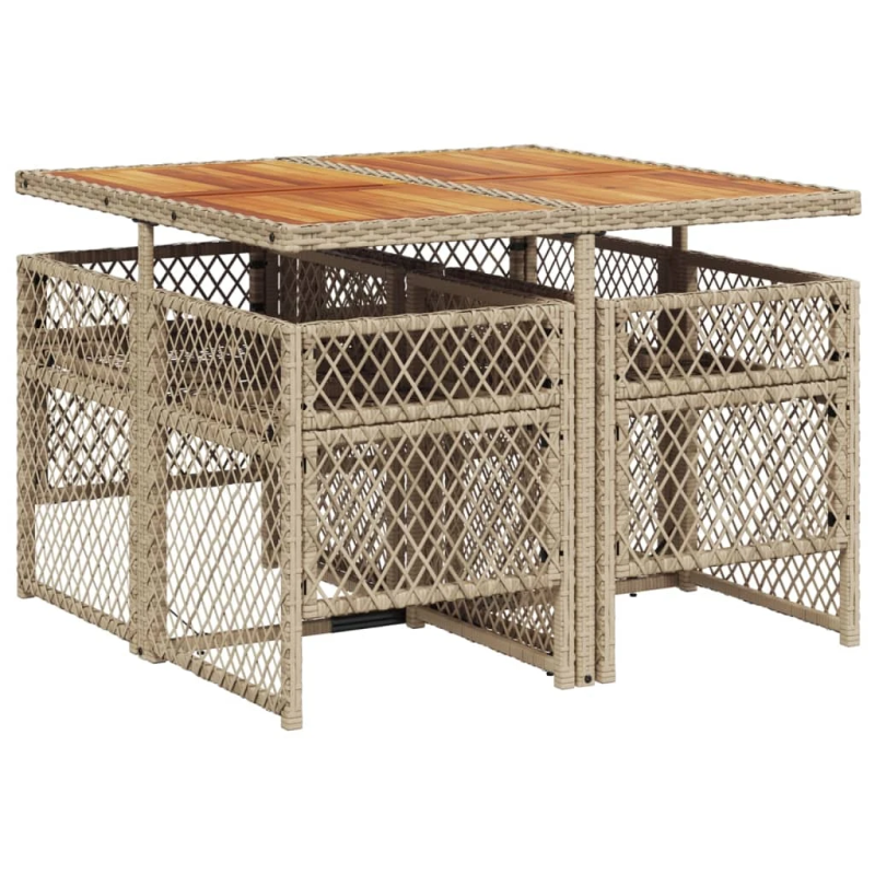 vidaXL 5-daļīgs dārza mēbeļu komplekts, matrači, bēša PE rotangpalma