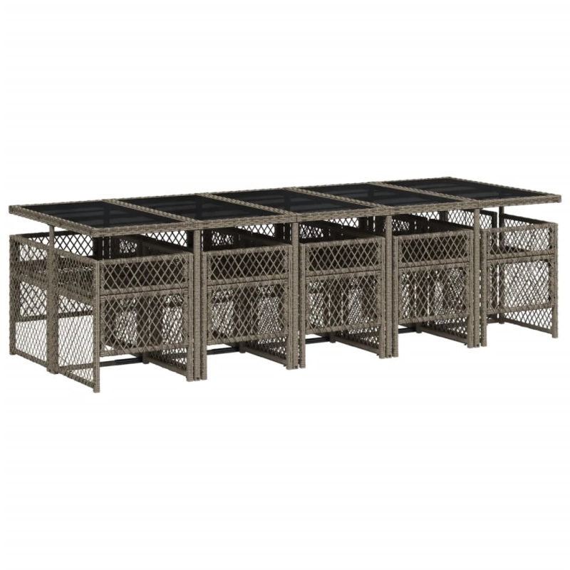 vidaXL 11-daļīgs dārza mēbeļu komplekts ar matračiem, PE rotangpalma