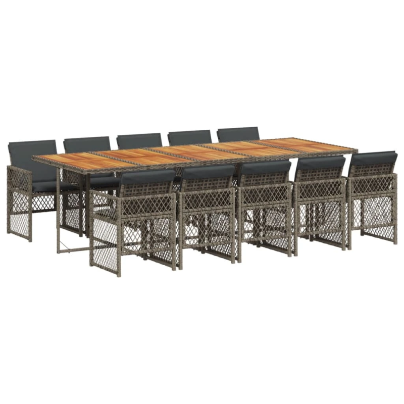 vidaXL 11-daļīgs dārza mēbeļu komplekts ar matračiem, PE rotangpalma