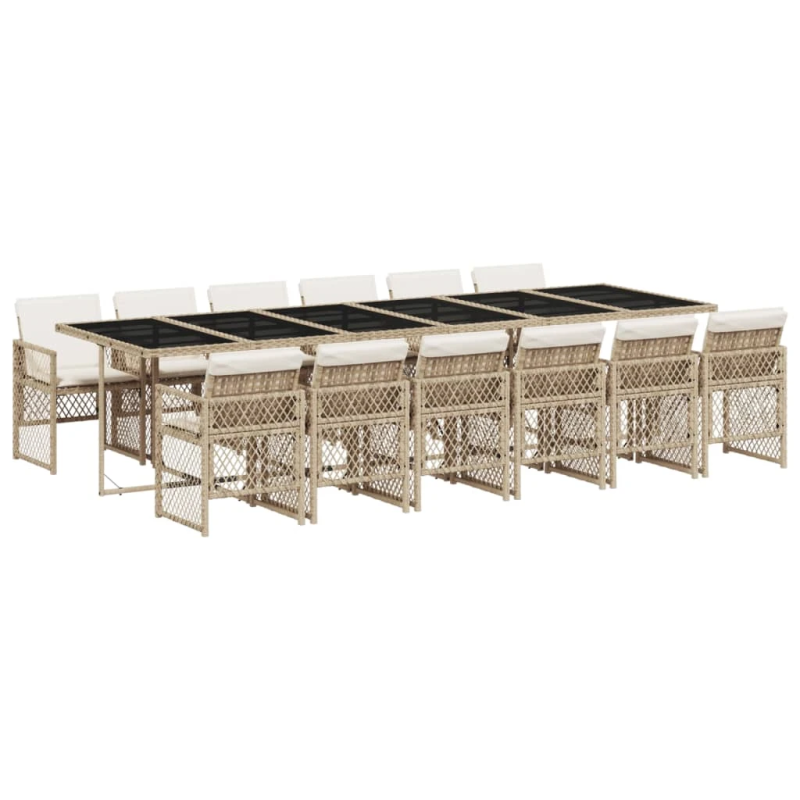 vidaXL 13-daļīgs dārza mēbeļu komplekts ar matračiem, PE rotangpalma