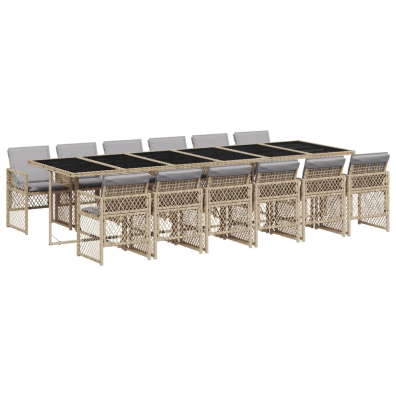 vidaXL 13-daļīgs dārza mēbeļu komplekts ar matračiem, PE rotangpalma