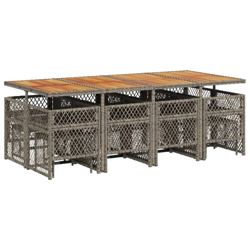 vidaXL 13-daļīgs dārza mēbeļu komplekts ar matračiem, pelēks PE