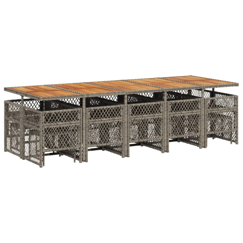 vidaXL 15-daļīgs dārza mēbeļu komplekts ar matračiem, PE rotangpalma