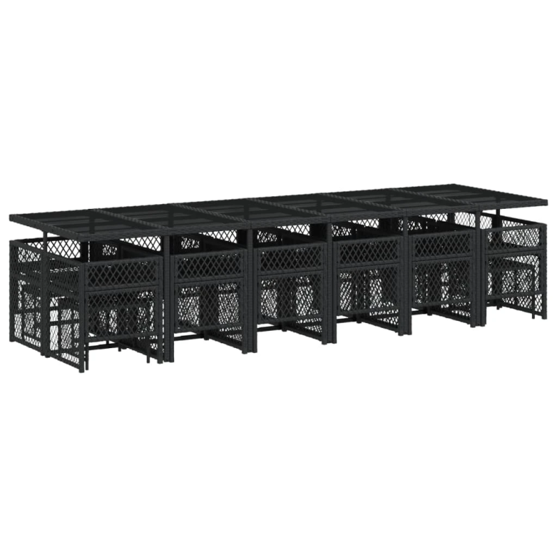 vidaXL 17-daļīgs dārza mēbeļu komplekts ar matračiem, PE rotangpalma