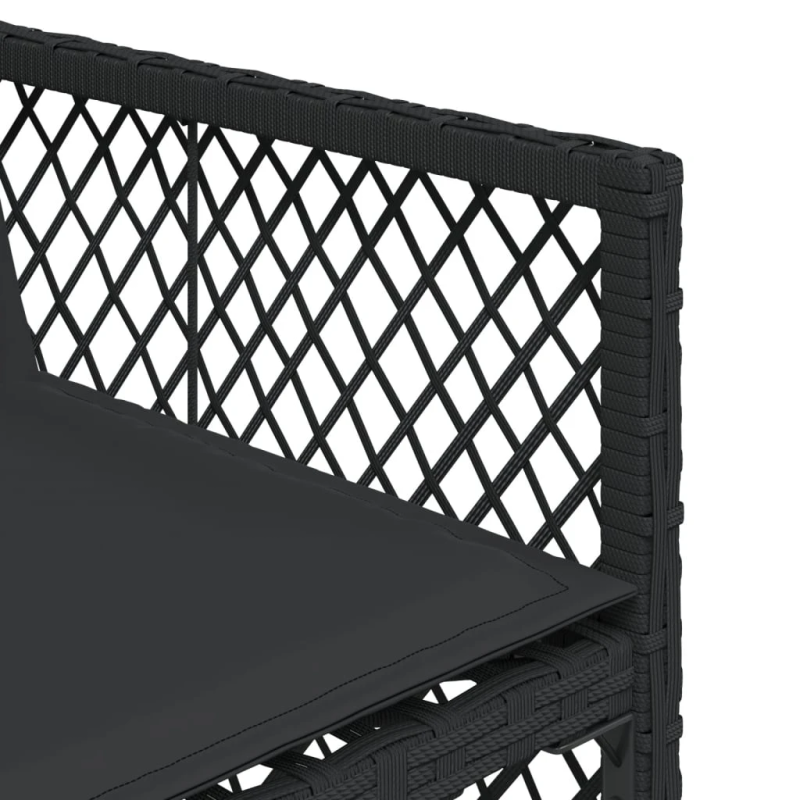 vidaXL 9-daļīgs dārza mēbeļu komplekts, matrači, melns, PE rotangpalma