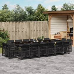 vidaXL 17-daļīgs dārza mēbeļu komplekts ar matračiem, PE rotangpalma