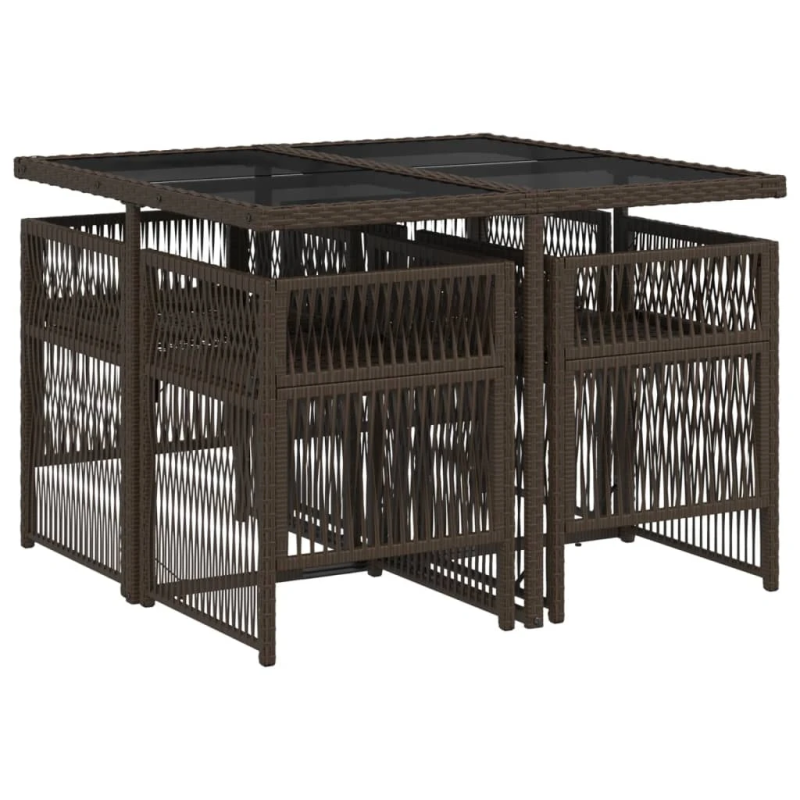 vidaXL 5-daļīgs dārza mēbeļu komplekts ar matračiem, PE rotangpalma