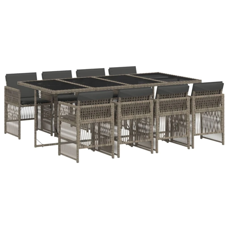 vidaXL 9-daļīgs dārza mēbeļu komplekts ar matračiem, PE rotangpalma