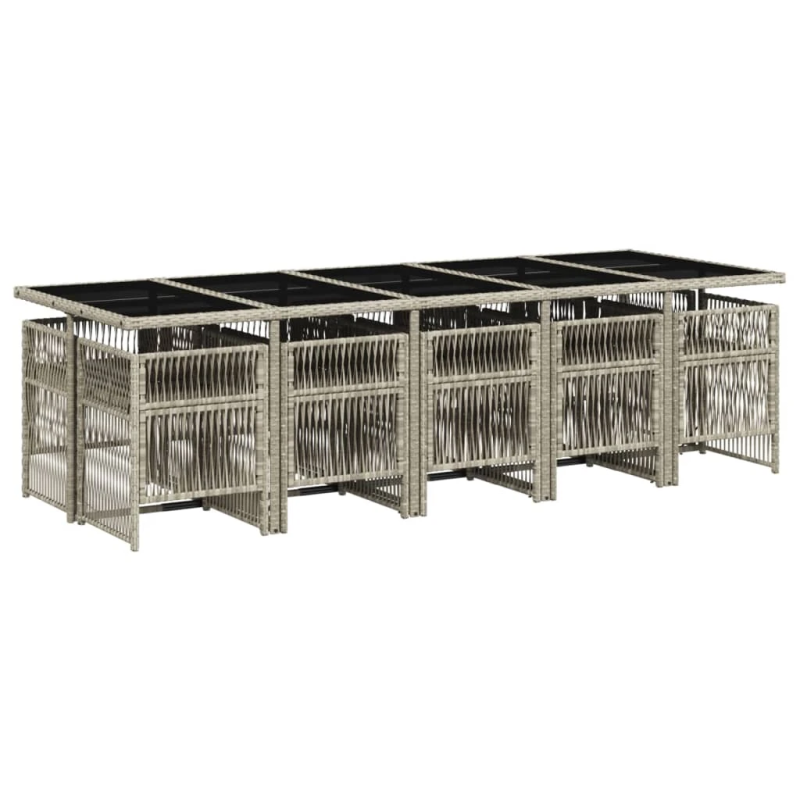 vidaXL 11-daļīgs dārza mēbeļu komplekts ar matračiem, gaiši pelēka PE