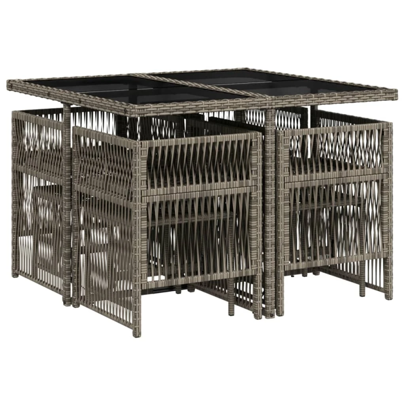 vidaXL 9-daļīgs dārza mēbeļu komplekts ar matračiem, PE rotangpalma