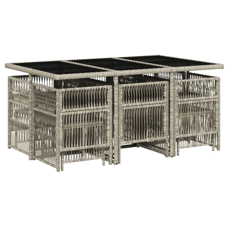 vidaXL 11-daļīgs dārza mēbeļu komplekts ar matračiem, gaiši pelēka PE