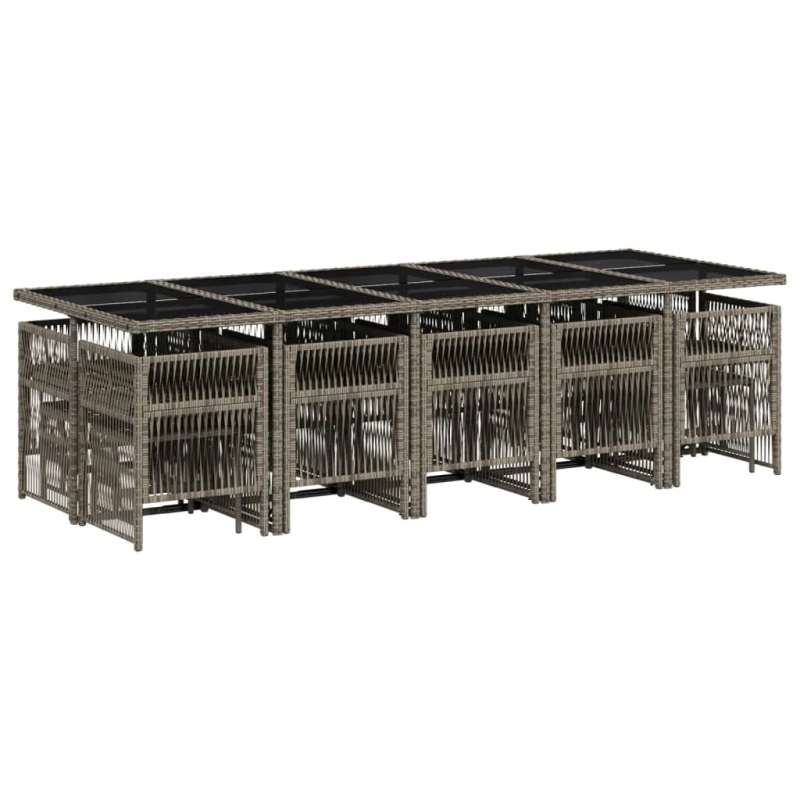 vidaXL 15-daļīgs dārza mēbeļu komplekts ar matračiem, PE rotangpalma