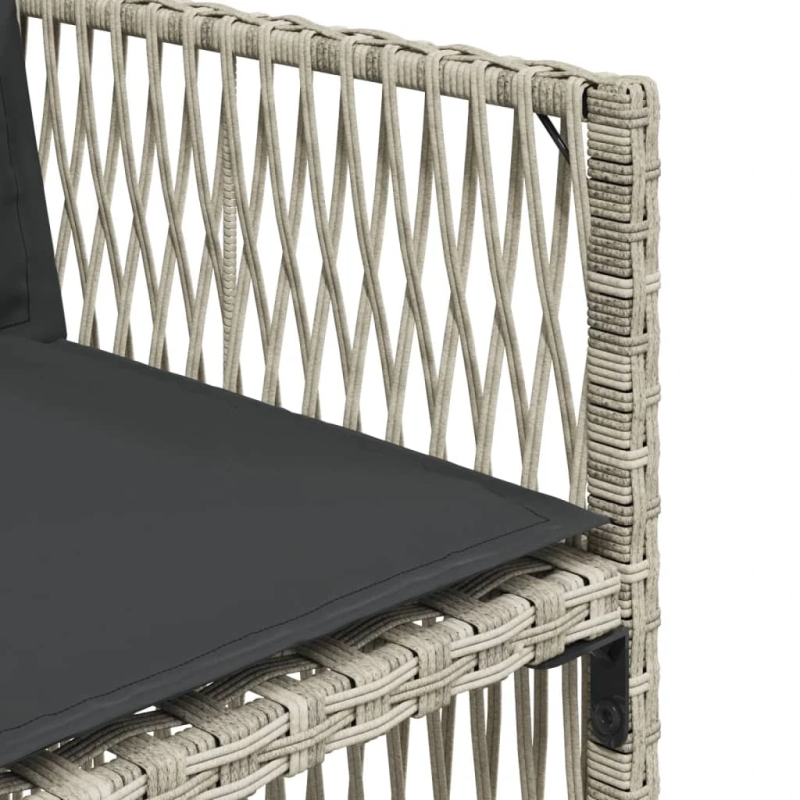 vidaXL 15-daļīgs dārza mēbeļu komplekts ar matračiem, gaiši pelēka PE