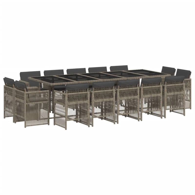 vidaXL 15-daļīgs dārza mēbeļu komplekts ar matračiem, PE rotangpalma