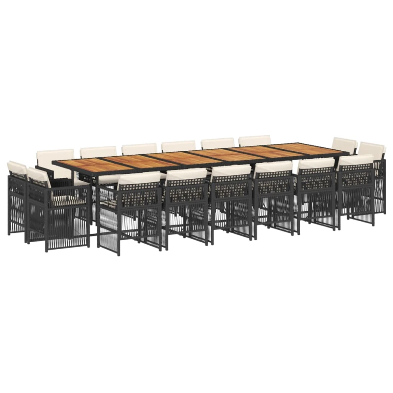 vidaXL 17-daļīgs dārza mēbeļu komplekts ar matračiem, PE rotangpalma