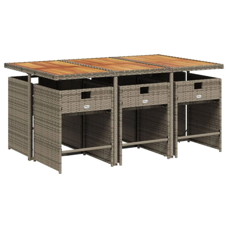 vidaXL 7-daļīgs dārza mēbeļu komplekts, matrači, pelēka PE rotangpalma