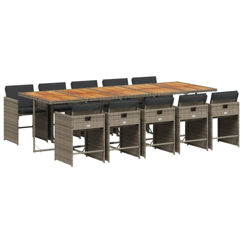 vidaXL 11-daļīgs dārza mēbeļu komplekts ar matračiem, PE rotangpalma