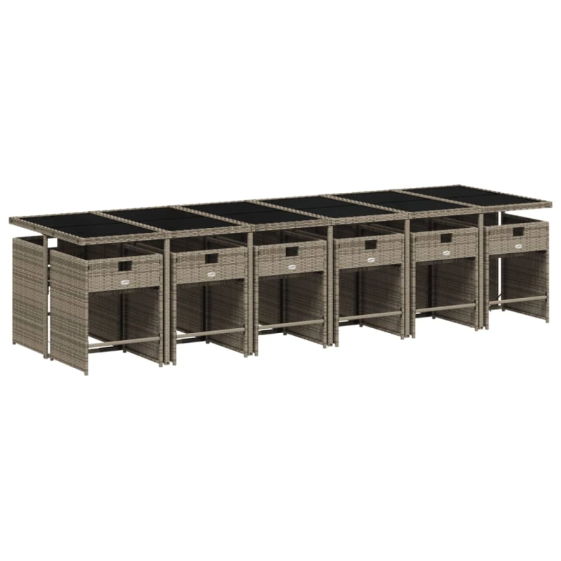 vidaXL 13-daļīgs dārza mēbeļu komplekts ar matračiem, pelēks PE