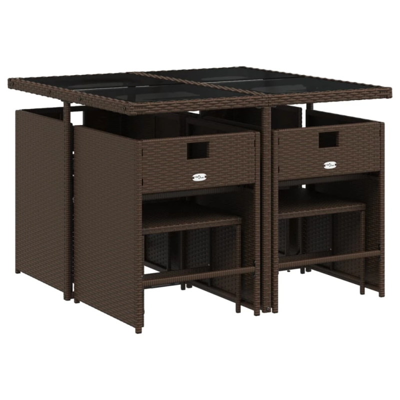 vidaXL 9-daļīgs dārza mēbeļu komplekts, matrači, brūna PE rotangpalma