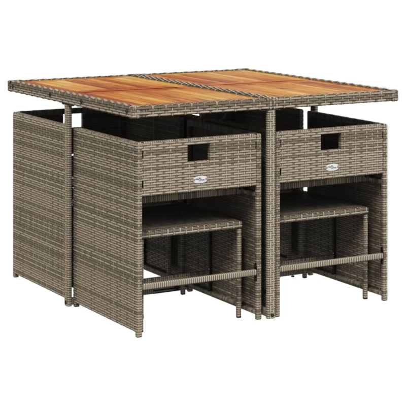 vidaXL 9-daļīgs dārza mēbeļu komplekts ar matračiem, PE rotangpalma