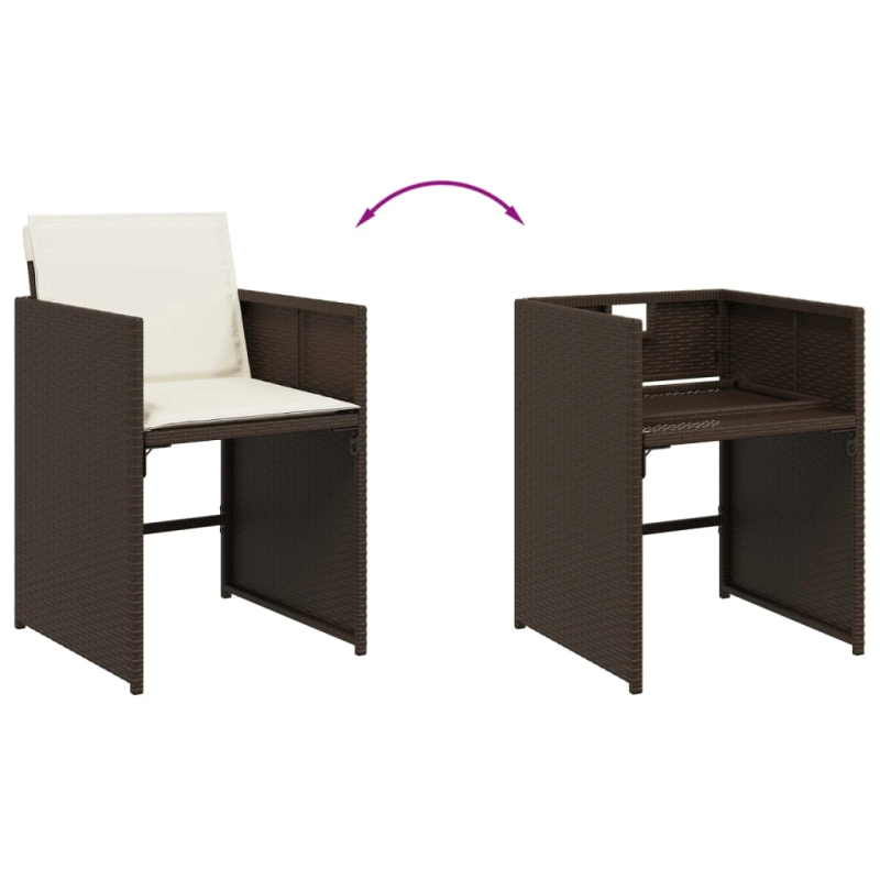 vidaXL 13-daļīgs dārza mēbeļu komplekts, matrači, brūna PE rotangpalma