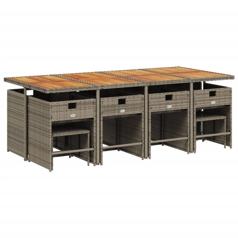 vidaXL 13-daļīgs dārza mēbeļu komplekts ar matračiem, pelēks PE