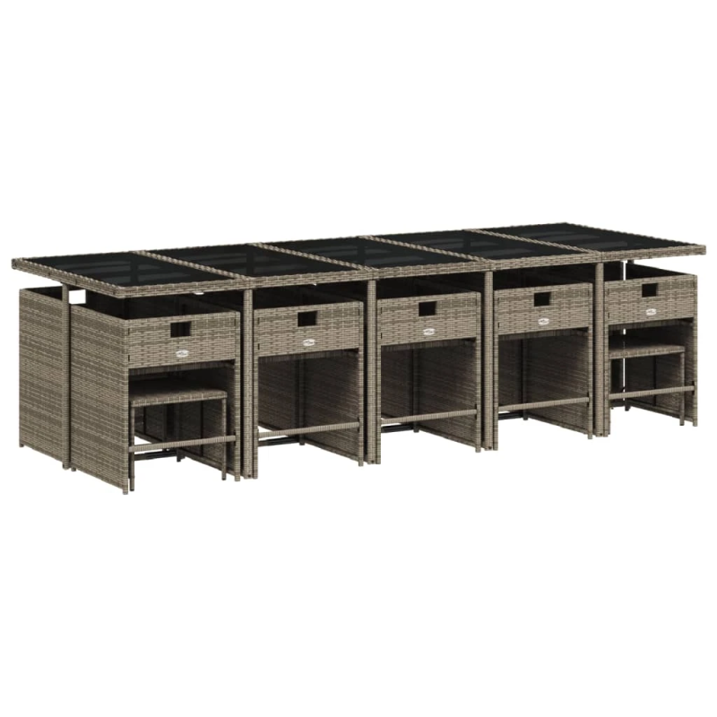 vidaXL 15-daļīgs dārza mēbeļu komplekts ar matračiem, PE rotangpalma