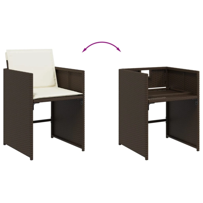 vidaXL 17-daļīgs dārza mēbeļu komplekts, matrači, brūna PE rotangpalma