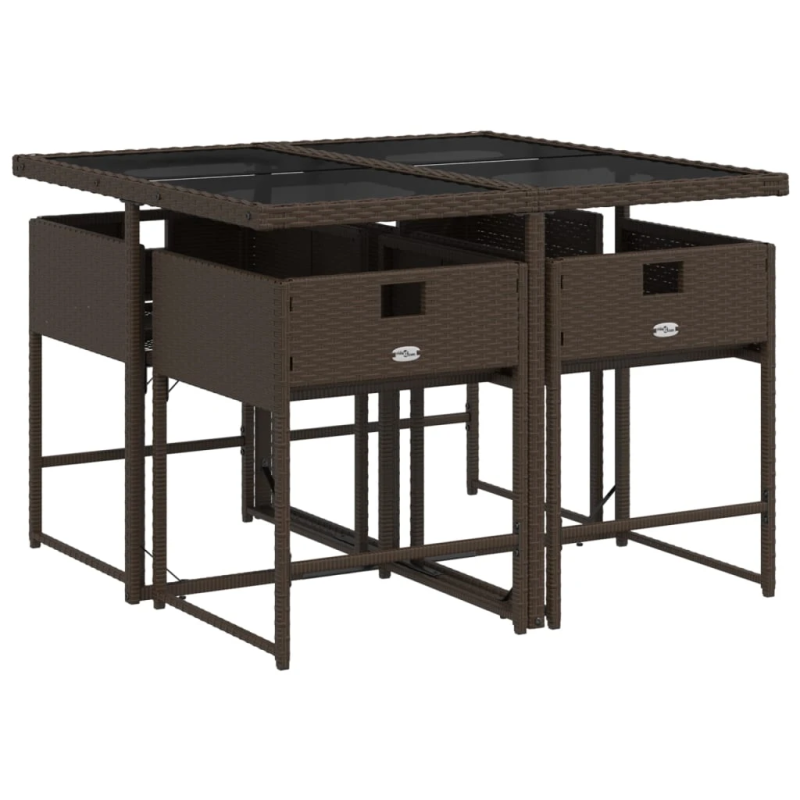 vidaXL 5-daļīgs dārza mēbeļu komplekts ar matračiem, PE rotangpalma