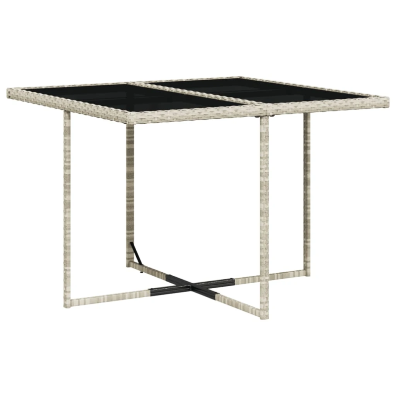 vidaXL 5-daļīgs dārza mēbeļu komplekts, matrači,gaiši pelēka PE pinums