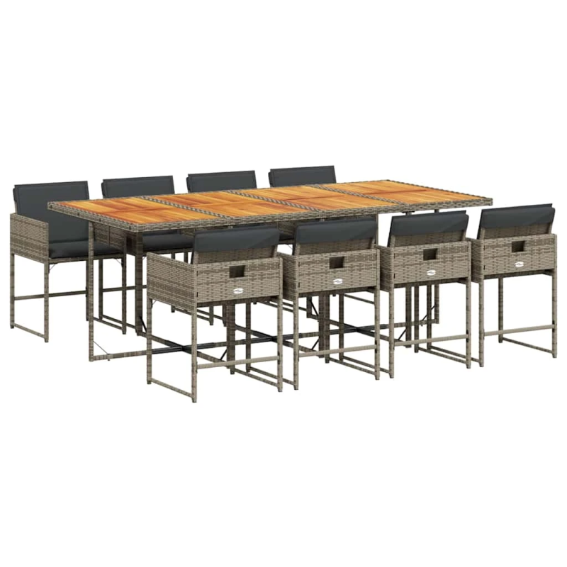 vidaXL 9-daļīgs dārza mēbeļu komplekts ar matračiem, PE rotangpalma