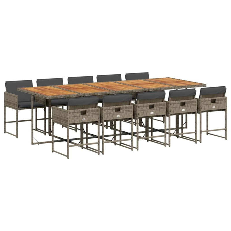 vidaXL 11-daļīgs dārza mēbeļu komplekts ar matračiem, PE rotangpalma