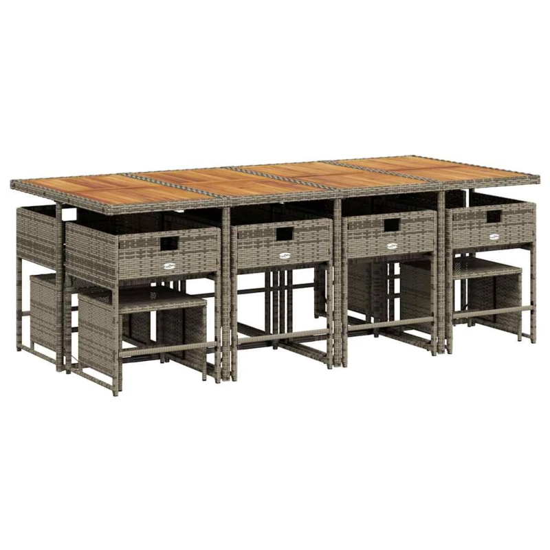 vidaXL 13-daļīgs dārza mēbeļu komplekts ar matračiem, pelēks PE