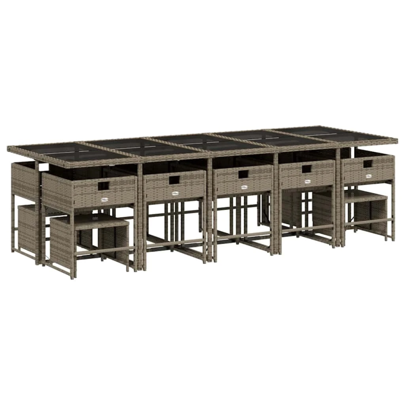 vidaXL 15-daļīgs dārza mēbeļu komplekts ar matračiem, PE rotangpalma