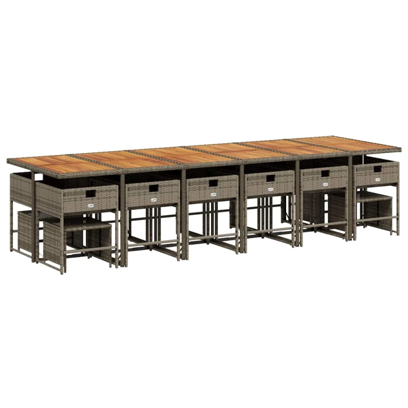 vidaXL 17-daļīgs dārza mēbeļu komplekts ar matračiem, pelēks PE