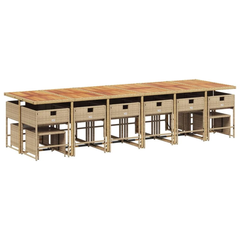 vidaXL 17-daļīgs virtuves mēbeļu komplekts ar matračiem, bēša PE