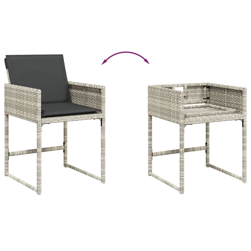 vidaXL 13-daļīgs dārza mēbeļu komplekts ar matračiem, gaiši pelēka PE